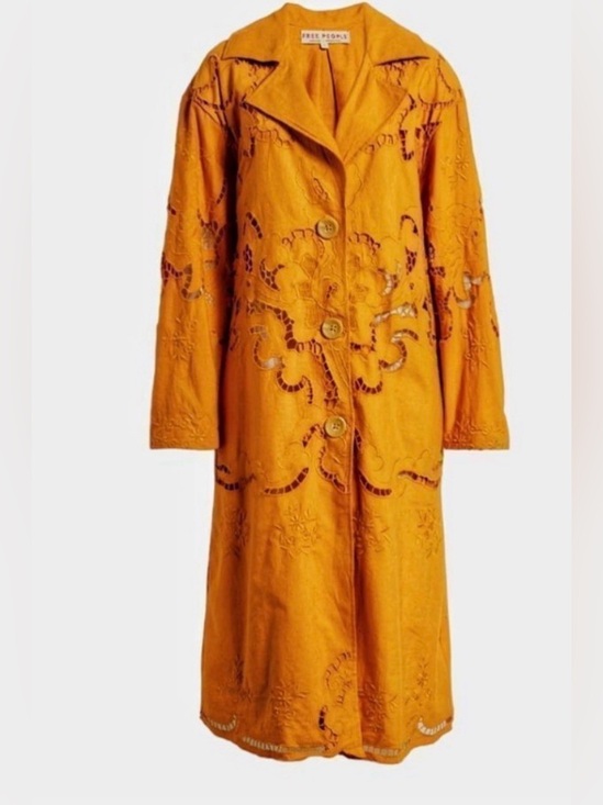Free People Jackets & Blazers - Free People Suzanna Autumn marigold eyelet Cotton Duster size Med